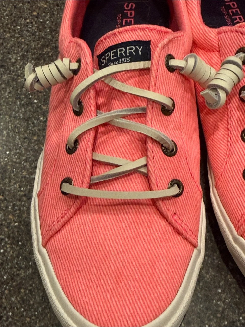Sperry Coral-Pink Canvas Slip-On Sneakers